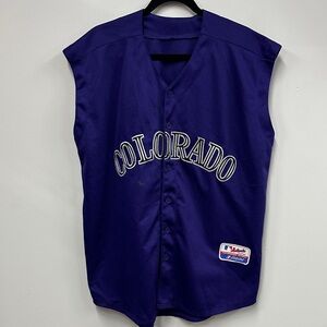 Majestic Authentic Purple Colorado Rockies Jersey M